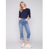 Straight Leg Jeans with Folded Cuff - Medium Blue Straight Leg Jeans with Folded Cuff - Medium Blue