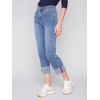 Straight Leg Jeans with Folded Cuff - Medium Blue Straight Leg Jeans with Folded Cuff - Medium Blue