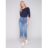 Straight Leg Jeans with Folded Cuff - Medium Blue Straight Leg Jeans with Folded Cuff - Medium Blue