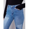 Straight Leg Jeans with Trompe L'Oeil Patch Detail - Medium Blue Straight Leg Jeans with Trompe L'Oeil Patch Detail - Medium Blue