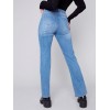 Straight Leg Jeans with Trompe L'Oeil Patch Detail - Medium Blue Straight Leg Jeans with Trompe L'Oeil Patch Detail - Medium Blue