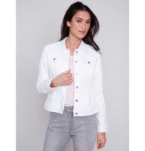 Stretch Denim Jacket - White Stretch Denim Jacket - White