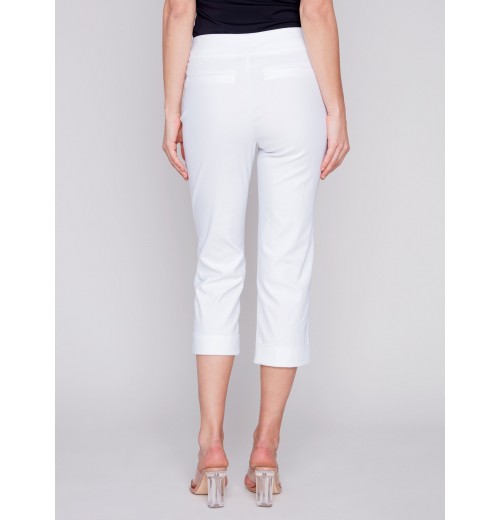 Stretch Pull-On Capri Pants - White Stretch Pull-On Capri Pants - White