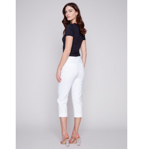 Stretch Pull-On Capri Pants - White Stretch Pull-On Capri Pants - White