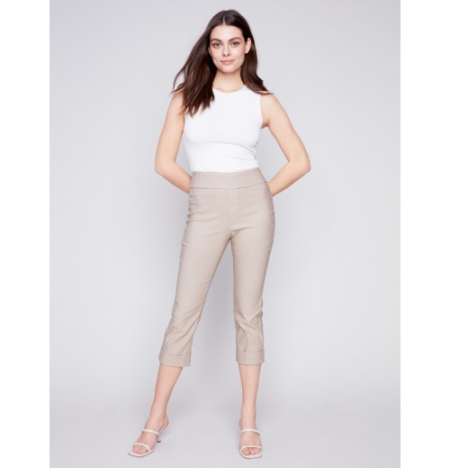 Stretch Pull-On Capri Pants - Greige Stretch Pull-On Capri Pants - Greige