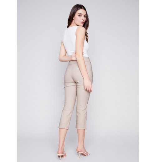 Stretch Pull-On Capri Pants - Greige Stretch Pull-On Capri Pants - Greige