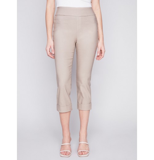 Stretch Pull-On Capri Pants - Greige Stretch Pull-On Capri Pants - Greige