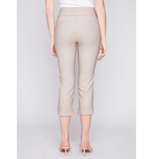 Stretch Pull-On Capri Pants - Greige Stretch Pull-On Capri Pants - Greige