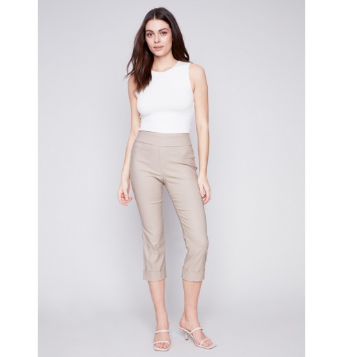 Stretch Pull-On Capri Pants - Greige Stretch Pull-On Capri Pants - Greige