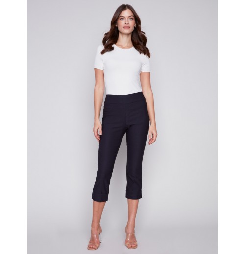 Stretch Pull-On Capri Pants - Navy Stretch Pull-On Capri Pants - Navy