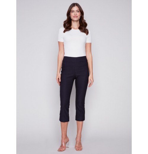 Stretch Pull-On Capri Pants - Navy Stretch Pull-On Capri Pants - Navy
