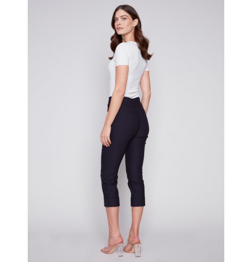 Stretch Pull-On Capri Pants - Navy Stretch Pull-On Capri Pants - Navy
