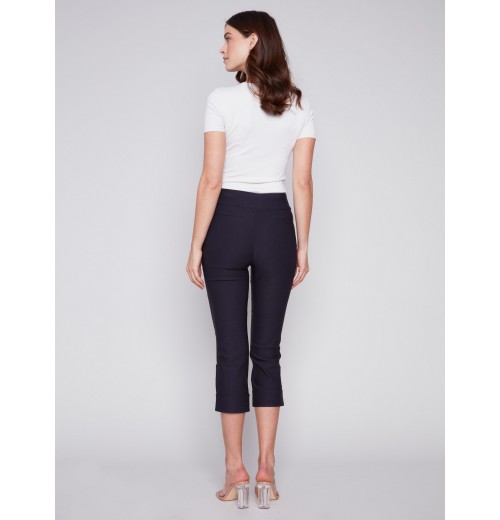 Stretch Pull-On Capri Pants - Navy Stretch Pull-On Capri Pants - Navy