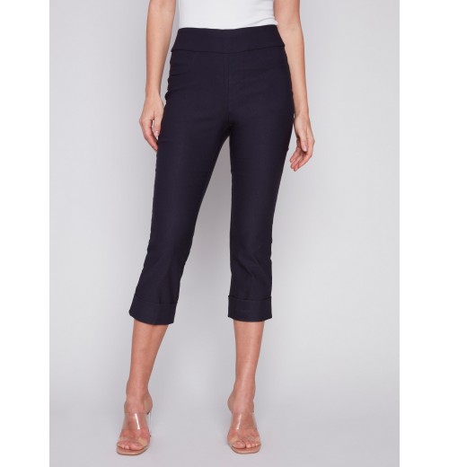 Stretch Pull-On Capri Pants - Navy Stretch Pull-On Capri Pants - Navy