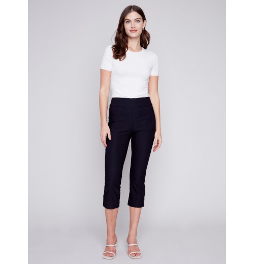 Stretch Pull-On Capri Pants - Black Stretch Pull-On Capri Pants - Black