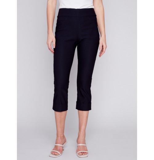 Stretch Pull-On Capri Pants - Black Stretch Pull-On Capri Pants - Black