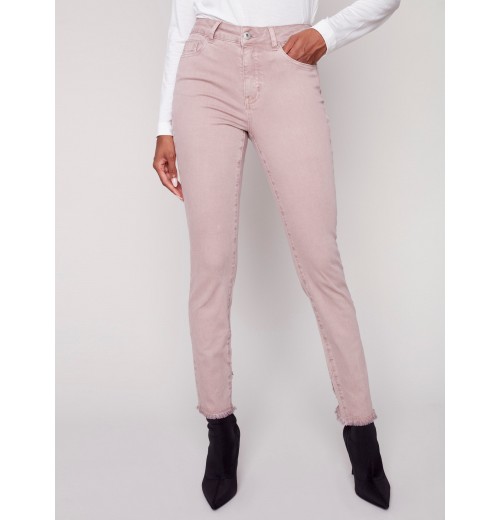 Stretchy Twill Pants with Tulip Hem - Powder Stretchy Twill Pants with Tulip Hem - Powder