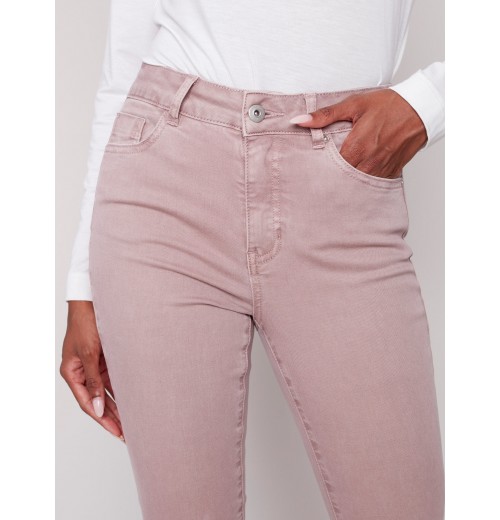 Stretchy Twill Pants with Tulip Hem - Powder Stretchy Twill Pants with Tulip Hem - Powder