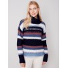 Striped Cowl Neck Sweater - Navy Striped Cowl Neck Sweater - Navy