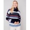 Striped Cowl Neck Sweater - Navy Striped Cowl Neck Sweater - Navy