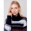 Striped Cowl Neck Sweater - Navy Striped Cowl Neck Sweater - Navy