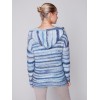 Striped Hooded Sweater with Kangaroo Pocket - Denim Striped Hooded Sweater with Kangaroo Pocket - Denim