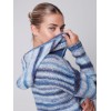 Striped Hooded Sweater with Kangaroo Pocket - Denim Striped Hooded Sweater with Kangaroo Pocket - Denim