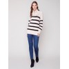 Striped Sweater with Cowl Neck - Almond Striped Sweater with Cowl Neck - Almond