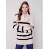 Striped Sweater with Cowl Neck - Almond Striped Sweater with Cowl Neck - Almond