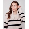 Striped Sweater with Cowl Neck - Almond Striped Sweater with Cowl Neck - Almond