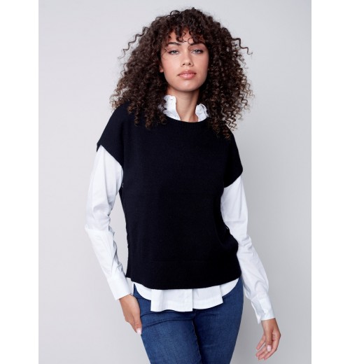Sweater Vest with Smiley Detail - Smiley Sweater Vest with Smiley Detail - Smiley