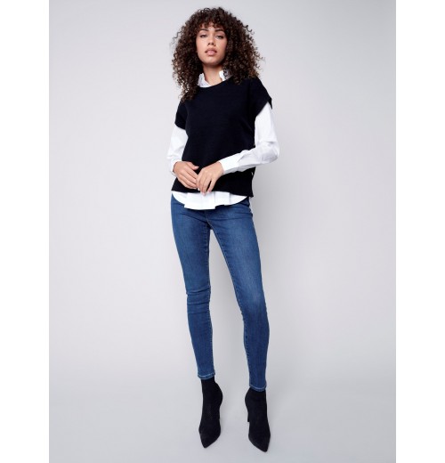 Sweater Vest with Smiley Detail - Smiley Sweater Vest with Smiley Detail - Smiley