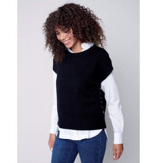 Sweater Vest with Smiley Detail - Smiley Sweater Vest with Smiley Detail - Smiley