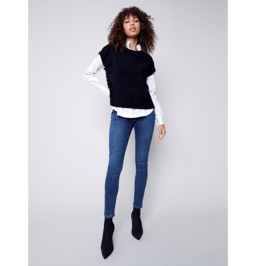 Sweater Vest with Smiley Detail - Smiley Sweater Vest with Smiley Detail - Smiley