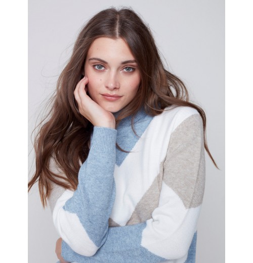 Sweater with Chevron Stripes - Snowflake Sweater with Chevron Stripes - Snowflake