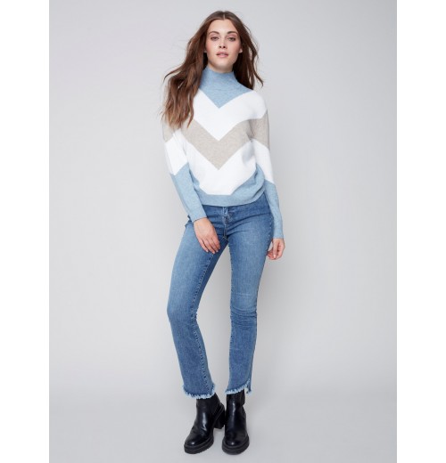 Sweater with Chevron Stripes - Snowflake Sweater with Chevron Stripes - Snowflake