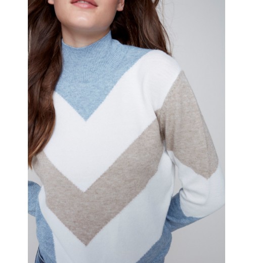 Sweater with Chevron Stripes - Snowflake Sweater with Chevron Stripes - Snowflake