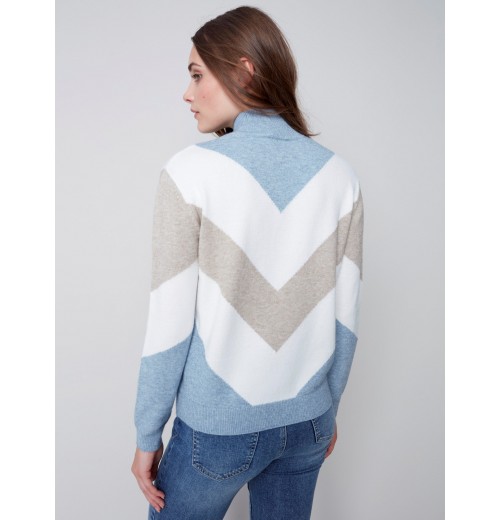 Sweater with Chevron Stripes - Snowflake Sweater with Chevron Stripes - Snowflake