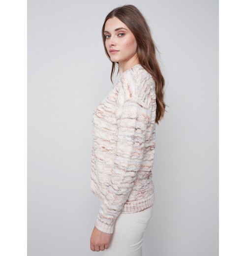 Sweater with Decorative Stitching - Powder Sweater with Decorative Stitching - Powder