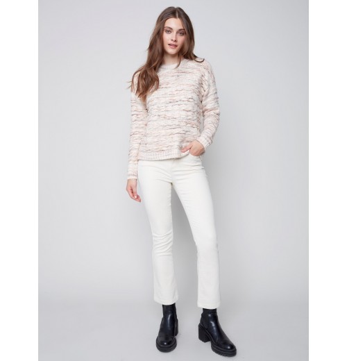 Sweater with Decorative Stitching - Powder Sweater with Decorative Stitching - Powder