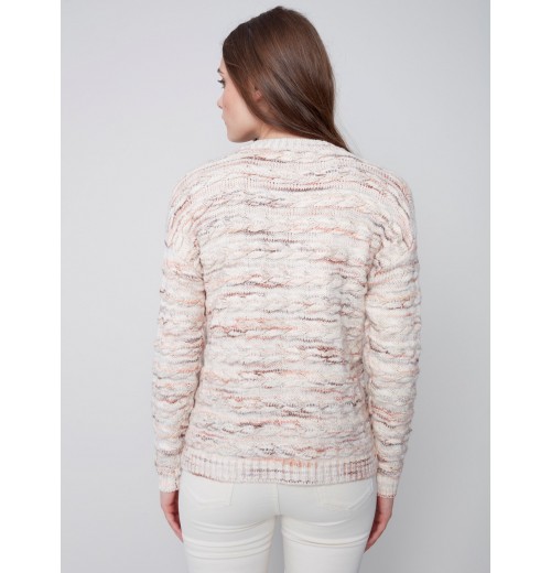 Sweater with Decorative Stitching - Powder Sweater with Decorative Stitching - Powder