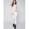 Sweater with Decorative Stitching - Powder Sweater with Decorative Stitching - Powder