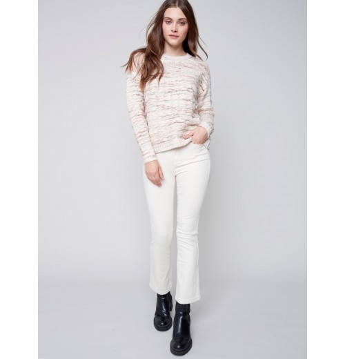 Sweater with Decorative Stitching - Powder Sweater with Decorative Stitching - Powder