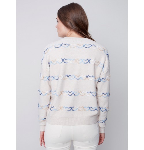 Sweater with Embroidered Hearts - Almond Sweater with Embroidered Hearts - Almond