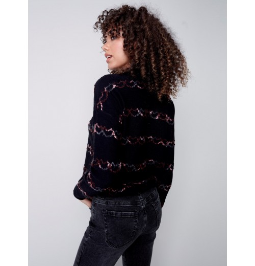 Sweater with Embroidered Hearts - Black Sweater with Embroidered Hearts - Black