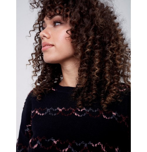 Sweater with Embroidered Hearts - Black Sweater with Embroidered Hearts - Black