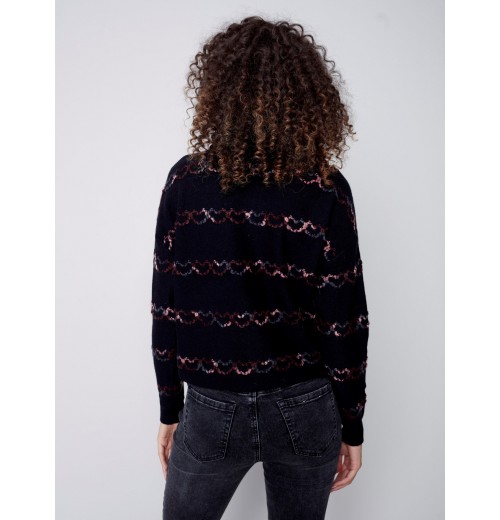 Sweater with Embroidered Hearts - Black Sweater with Embroidered Hearts - Black