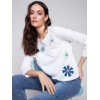 Sweater with Flower Patches - White Sweater with Flower Patches - White