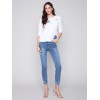Sweater with Flower Patches - White Sweater with Flower Patches - White