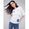 Sweater with Flower Patches - White Sweater with Flower Patches - White